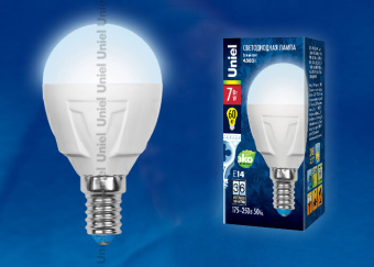 1Лампы (источники света) лампа светодиодная led-g45 7w/nw/e14/fr plp01wh led. «шар», матовая. серия яркая, пр-во россия, 4000k | ul-00002417 | uniel выгодная цена