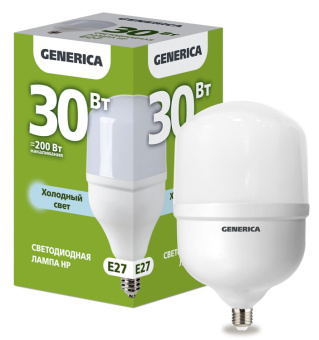1Лампы (источники света) лампа светодиодная hp 30вт 230в 6500к e27 generica | ll-hp-30-230-65-e27-g | iek выгодная цена