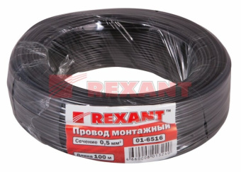 1Разное провод пгва rexant 1х0.50 мм?, черный, бухта 100 м |01-6516 | rexant выгодная цена