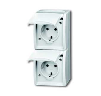 1Розетки, выключатели, звонки электрические розетка schuko 16а 250в ip44, двойная вертикальная, для открытого монтажа, серия ocean, цвет альпийский белый | 2084-0-0710 | 2cka002084a0710 | abb выгодная цена
