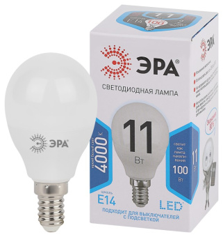 1Лампы (источники света) лампа светодиодная led 11вт е14 4000к smd p45-11w-840-e14 | б0032988 | эра выгодная цена