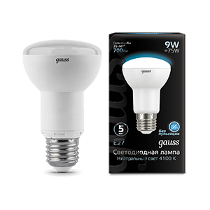 1Лампы (источники света) лампа светодиодная led 9вт e27 220в 4100к reflector r63 | 106002209 | gauss выгодная цена