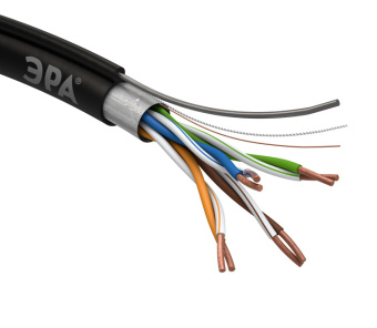 1Кабель витая пара (UTP, FTP) эра кабель витая пара f/utp cat5e 4x2x24 awg cu pe + трос outdoor 305 м | б0044690 | эра выгодная цена