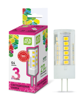 1Лампы (источники света) лампа светодиодная led-jc-standard 3вт 12в g4 6500к 270лм | 4690612026381 | asd выгодная цена