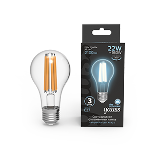 1Лампы (источники света) лампа светодиодная filament а70 22w 2100lm 4100к е27 led 1/10/40 | 102902222 | gauss выгодная цена