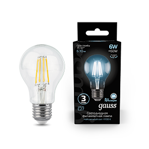 1Лампы (источники света) лампа светодиодная led 6вт e27 220в 4100к a60 | 102802206 | gauss выгодная цена