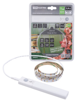 1Ленты светодиодные умная подсветка smd2835-30led/m-ip20-5в-2,4вт-6000к(1 м), датчик движ., 4хааа | sq0331-0500 | tdm выгодная цена
