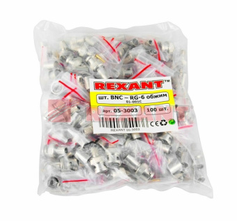 1Разъемы, переходники, делители TV разъем штекер bnc rg-6 обжим | 05-3003 | rexant выгодная цена