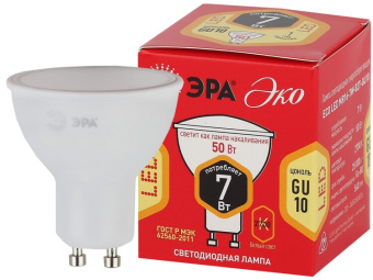 1Лампы (источники света) лампа светодиодная red line eco led mr16-7w-827-gu10 7вт софит теплый белый свет | б0040874 | эра выгодная цена