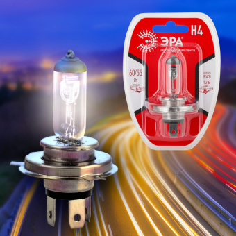 1Лампы (источники света) лампа автомобильная галогенная н4 12v 55w p43t bl (лампа головного света) | б0037577 | эра выгодная цена
