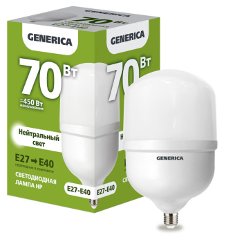 1Лампы (источники света) лампа светодиодная hp 70вт 230в 4000к e27-e40 generica | ll-hp-70-230-40-e27-e40-g | iek выгодная цена