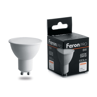 1Лампы (источники света) лампа светодиодная .pro lb-1608 gu10 8w 4000k osram led | 38093 | feron выгодная цена