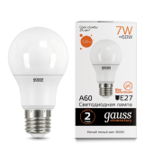 Лампы (источники света) лампа светодиодная led 7вт e27 220в 2700к elementary a60 | 23217а | gauss выгодная цена