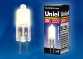 Лампы (источники света) лампа галогенная капсульная jc-220/20/g4 cl | 01822 | uniel выгодная цена