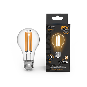 1Лампы (источники света) лампа светодиодная filament а70 30w 3000lm 2700к е27 led 1/10/40 | 102902130 | gauss выгодная цена