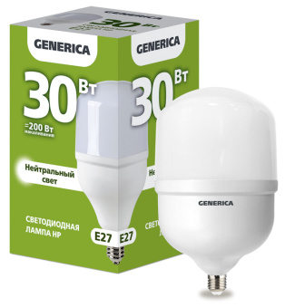 1Лампы (источники света) лампа светодиодная hp 30вт 230в 4000к e27 generica | ll-hp-30-230-40-e27-g | iek выгодная цена