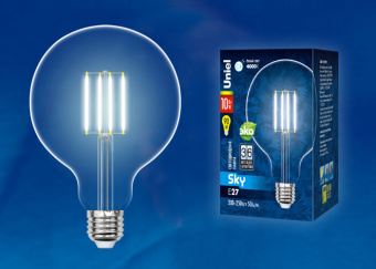 1Лампы (источники света) лампа светодиодная led-g125-10w/nw/e27/cl pls02wh led. "шар", прозр. 4000к серия sky. | ul-00004859 | uniel выгодная цена