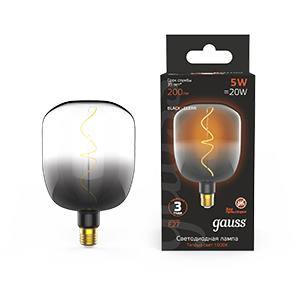 1Лампы (источники света) лампа светодиодная led filament v140-dc black-clear 5w e27 200lm 1800k 140*204mm 1/6 | 1008802105 | gauss выгодная цена