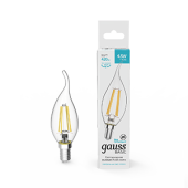 Лампы (источники света) лампа светодиодная basic filament свеча на ветру 4,5w 420lm 4100к е14 led 1/10/50 | 1041125 | gauss выгодная цена