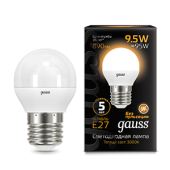 Лампы (источники света) лампа светодиодная black led шар e27 9.5w 890lm 3000k | 105102110 | gauss выгодная цена