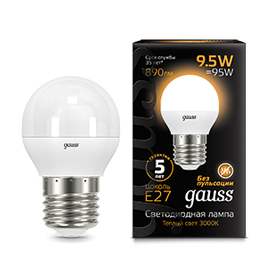 1Лампы (источники света) лампа светодиодная black led шар e27 9.5w 890lm 3000k | 105102110 | gauss выгодная цена