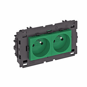 1Розетки, выключатели, звонки электрические розетка двойная 0° modul45connect франц. стандарт, 250 в, 16a (зеленый) (std-f0c8 mzgn2) | 6120626 | obo bettermann выгодная цена