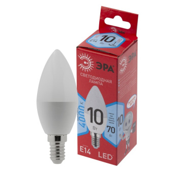 1Лампы (источники света) лампа светодиодная led b35-10w-840-e14 r (диод, свеча, 10вт, нейтр, e14) (10/100/3500) | б0049642 | эра выгодная цена
