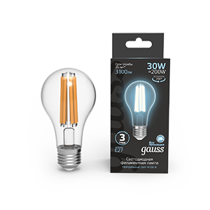 1Лампы (источники света) лампа светодиодная filament а70 30w 3100lm 4100к е27 led 1/10/40 | 102902230 | gauss выгодная цена