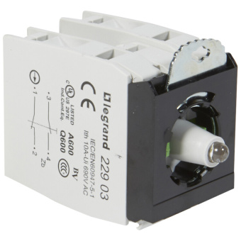 1Кнопки, светосигнальные лампы и кнопочные посты комплектующий блок для кнопок - osmoz - для компл. - с подсветкой - под винт - 24в~/= - 2но /нз - белый - 3 поста | 022980 | legrand выгодная цена