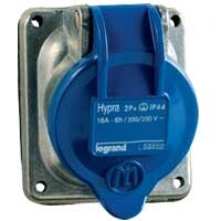 1Разъемы промышленные встраиваемая розетка hypra - ip 44 - 3к+з - 16 а - металл | 052033 | legrand выгодная цена