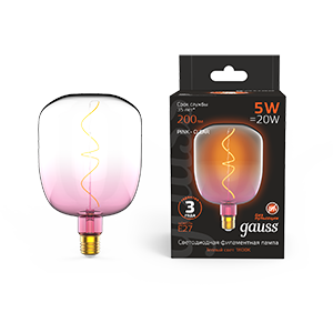 1Лампы (источники света) лампа светодиодная led filament flexible v140-dc pink-clear e27 5w 200lm 1800k 140*200mm 1/6 | 1010802105 | gauss выгодная цена