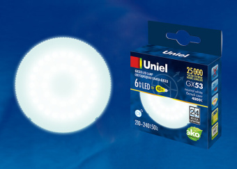 1Лампы (источники света) лампа светодиодная led-gx53-6w/nw/gx53/fr plz01wh led, матовая. . | ul-00001669 | uniel выгодная цена