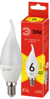 1Лампы (источники света) лампа светодиодная red line eco led bxs-6w-827-e14 e14 / е14 6вт свеча на ветру теплый белый свет | б0040881 | эра выгодная цена