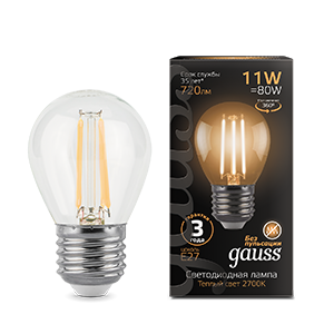 1Лампы (источники света) лампа светодиодная black led filament шар e27 11w 720lm 2700k | 105802111 | gauss выгодная цена