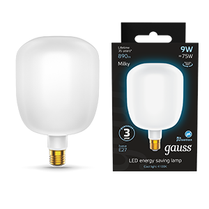 1Лампы (источники света) лампа светодиодная filament v140 9w 890lm 4100к е27 milky led 1/6 | 1015802209 | gauss выгодная цена