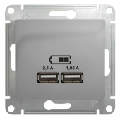 Розетки, выключатели, звонки электрические glossa алюминий розетка usb a+a, 5в/2,1 а, мех | gsl000333 | se выгодная цена