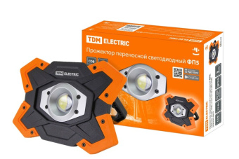 1Фонари прожектор переносной светодиодный фп5, 15 вт, 1250 лм, li-ion 3,7 b 6,6 a*ч, usb | sq0350-0055 | tdm выгодная цена