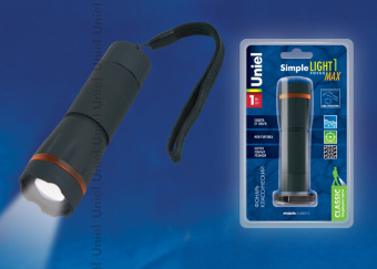 1Фонари фонарь универсальный s-ld038-c black «simple lightclassic plus» прорезиненный 0,5 watt led, упаковка кламшелл, 3хааа н/к, цвет черный | 07595 | uniel выгодная цена