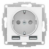 Розетки, выключатели, звонки электрические atlasdesign белый розетка 16а с 2 usb a+a, 5в/2,4а, 2х5в/1,2а, механизм | atn000130 | se выгодная цена