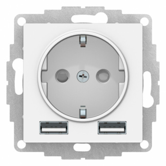 1Розетки, выключатели, звонки электрические atlasdesign белый розетка 16а с 2 usb a+a, 5в/2,4а, 2х5в/1,2а, механизм | atn000130 | se выгодная цена