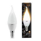 Лампы (источники света) лампа светодиодная led 6,5вт e14 220в 2700к свеча на ветру | 104101107 | gauss выгодная цена