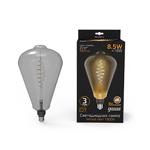 1Лампы (источники света) лампа светодиодная led filament st164 e27 8.5w gray 165lm 1800k 1/6 | 157802005 | gauss выгодная цена