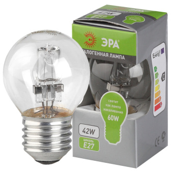 1Лампы (источники света) лампа галогенная hal-p45-42w-230v-e27-cl (галоген, шар, 42вт, нейтр, e27) | c0038553 | эра выгодная цена