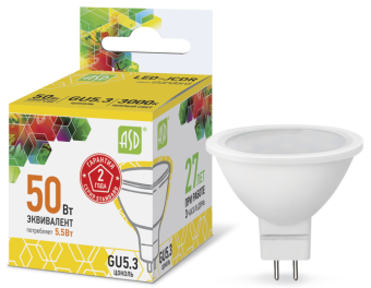 1Лампы (источники света) лампа светодиодная led-jcdr-standard 5.5вт 230в gu5.3 3000к 495лм | 4690612002262 | asd выгодная цена