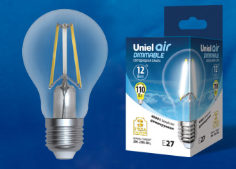 1Лампы (источники света) лампа светодиодная led-a60-12w/4000k/e27/cl/dim gla01tr led диммируемая. "груша" прозр серия air. 4000k | ul-00005184 | uniel выгодная цена