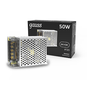 1Ленты светодиодные блок питания 50w 24v ip20 1/120 | 202002050 | gauss выгодная цена