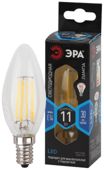 1Лампы (источники света) лампа светодиодная f-led b35-11w-840-e14 (филамент, свеча, 11вт, нейтр, e14) | б0046987 | эра выгодная цена