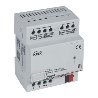 1Розетки, выключатели, звонки электрические knx. контроллер управления фанкоилами 0-10в (3 скорости вентилятора, 2 клапана 0-10в) . din 4 модуля | 049041 | legrand выгодная цена