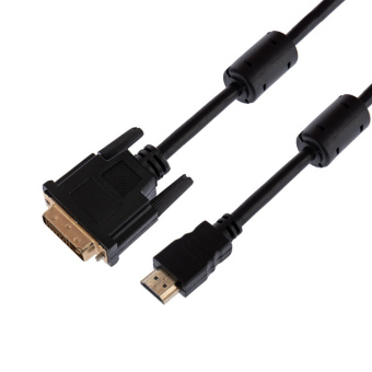 1Шнуры ТВ,Аудио шнур hdmi - dvi-d с фильтрами, длина 1,5 метра (gold) (pe пакет) | 17-6303 | rexant выгодная цена