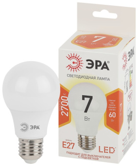1Лампы (источники света) лампа светодиодная led a60-7w-827-e27 лампы светодиодные стандарт эра (диод, груша, 7вт, тепл, e27) | б0029819 | эра выгодная цена
